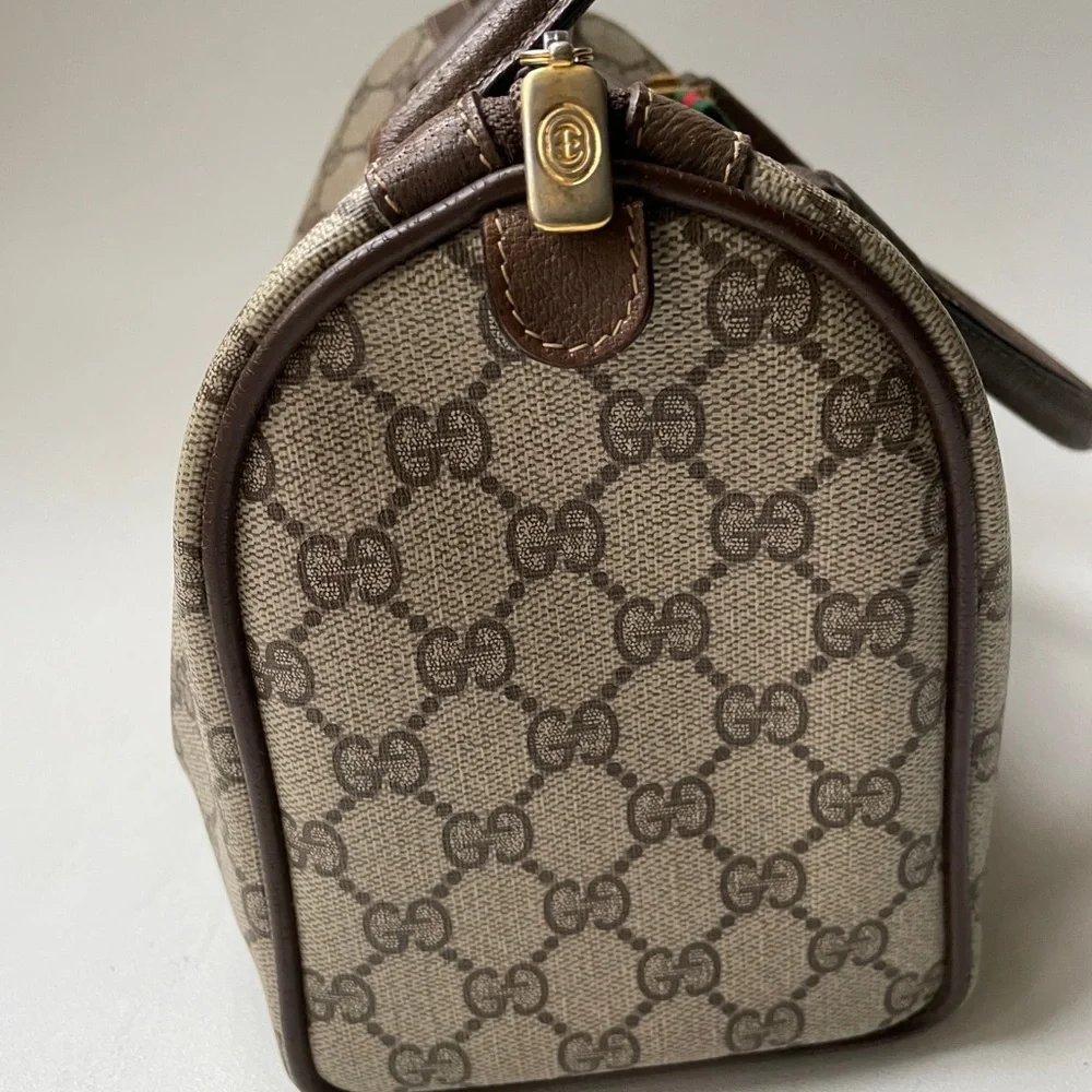 Authentic Vintage Gucci Boston Brown GG Coated Canvas Satchel - Picture 6 of 14